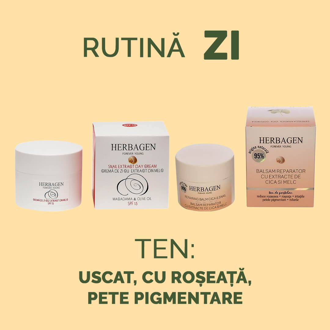 Rutină ZI pentru ten cu tendință de uscare, înroșire, cu pete